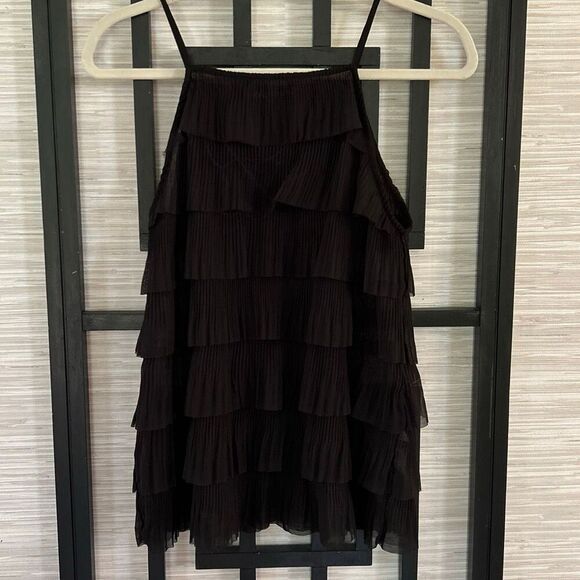 Zara Tops - Zara black semi sheer ruffled layered top blouse size M